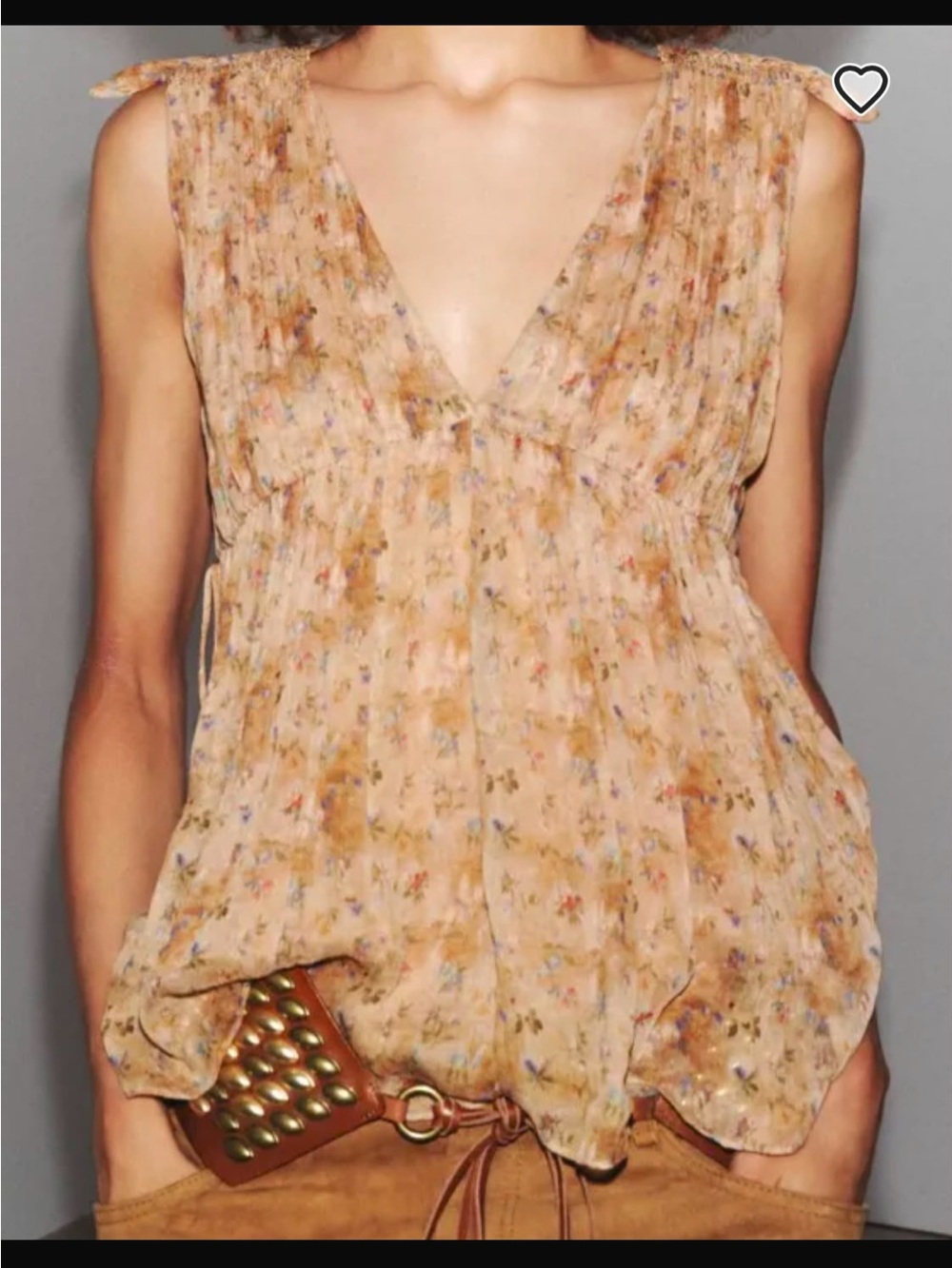 Boho Suede Blouse and Floral Outfit — Tan & Cream
